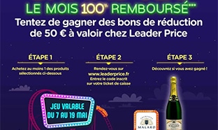 Jeu LeaderPrice.fr avec code Le Mois 100% Remboursé