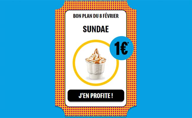 opération 1 jour 1 bon plan de McDo = Sundae pour seulement 1€