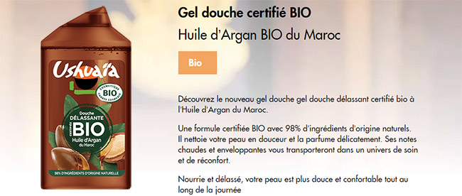 testez gratuitement le gel douche BIO à l’huile d’Argan d’Ushuaïa