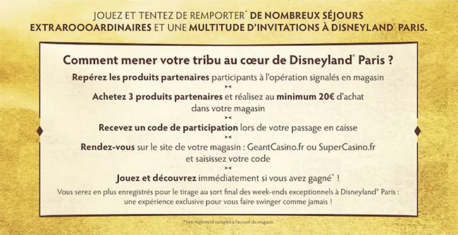 Jeu Disneyland Paris sur GeantCasino.fr et SuperCasino.fr