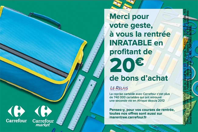 recyclage cartable = bons achat carrefour offerts