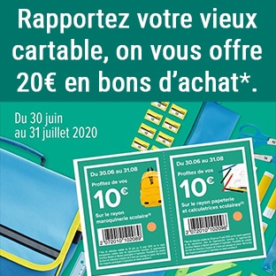Reprise Cartable Carrefour = nouveau sac remboursé en bon d'achat