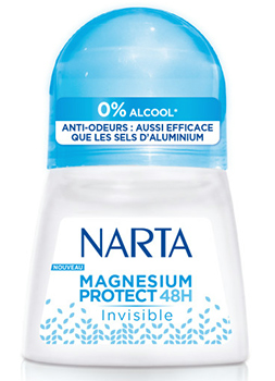 déodorant à bille Magnésium Protect 48H Invisible de Narta