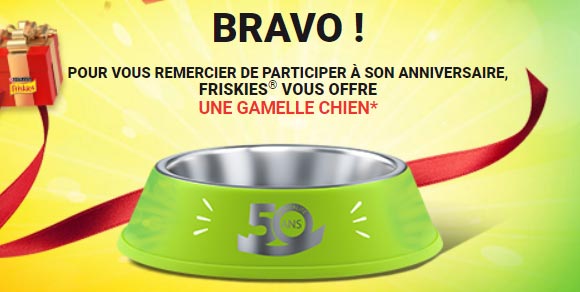 Gamelle Friskies gagné sur 50ansfriskies.fr