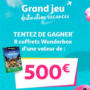 Jeu Destination vacances Auchan : Wonderbox à gagner