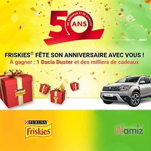 Jeu 50 ans Friskies : Dacia et lots à gagner