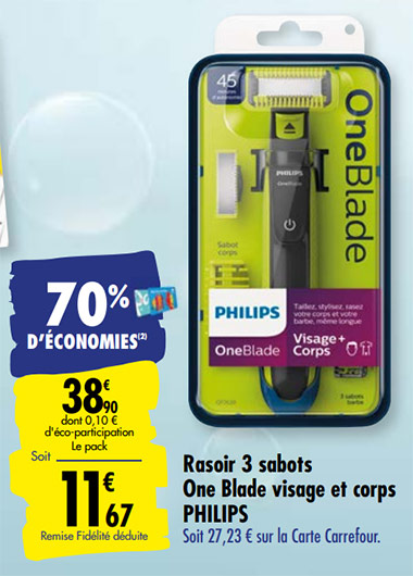 Promotion Rasoir OneBlade Philips de Carrefour