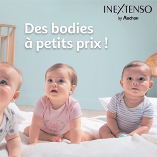 Promo Auchan : Lot de 5 bodies bébé pas chers