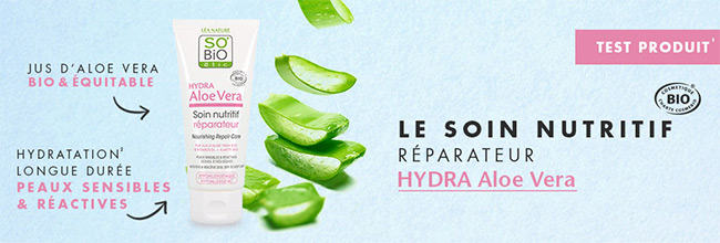 Tentez de tester gratuitement le soin nutritif Hydra Aloe Vera SO'BiO 