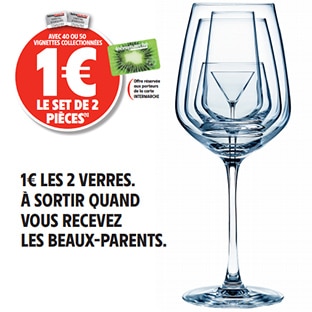 Vignette Intermarché : verre Cristal d'Arques à 1€