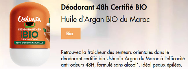 Testze le déodorant bille Ushuaïa à l’huile d’Argan BIO