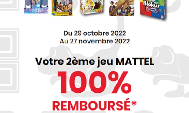 Offre de remboursement Mattel : 2ème jeu 100% remboursé