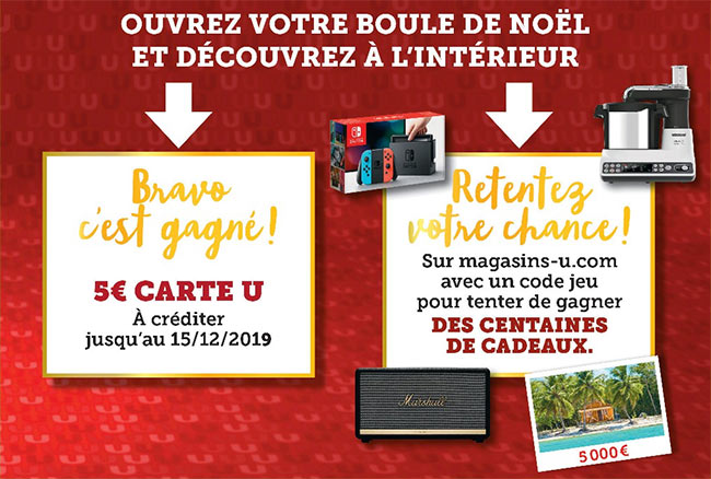 les cadeaux du Jeu Boules de Noël des Magasins U