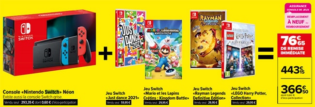 Pack Console Nintendo Switch avec 4 jeux chez Carrefour pour le Black Friday