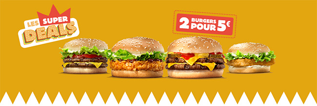 2 burgers King Deal pour seulement 5€ avec les super deals