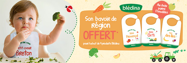 Recevez jusqu'à 5 bavoirs Blédina offerts