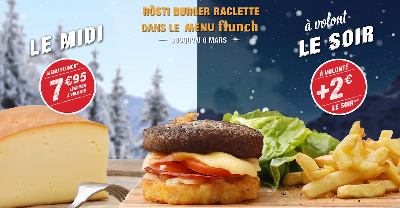 Bon plan Flunch Rösti Burger Raclette à volonté + boisson = 9,95€