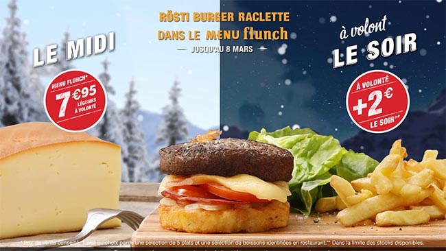 Rösti Burger Raclette à volonté pour chez Flunch