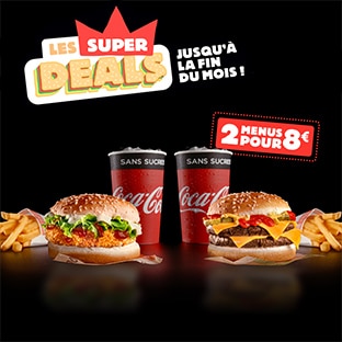 Super Deal Burger King : 2 menus pour 8€