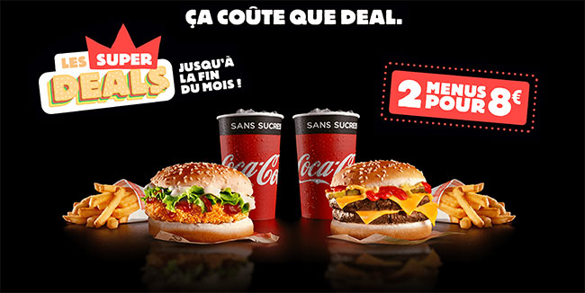Obtenez 2 menus Burger King pour 8€ seulement : les Super Deals du mois