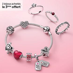 Promo St Valentin Pandora : 2 bijoux achetés = le 3ème offert