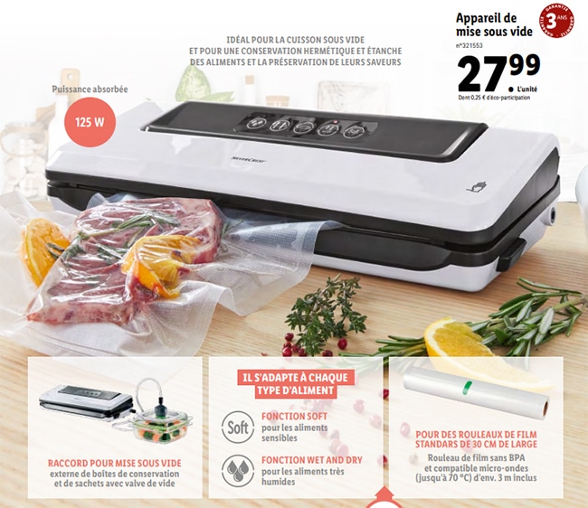 Bon plan Lidl Appareil sous vide SilverCrest pas cher (27,99€)