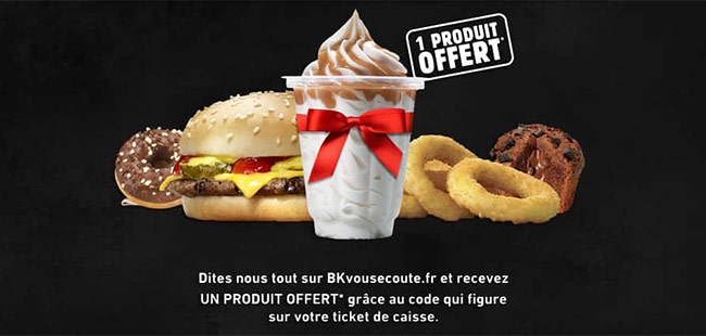 Burger King Bkvousecoute.fr : 1 avis = 1 produit gratuit