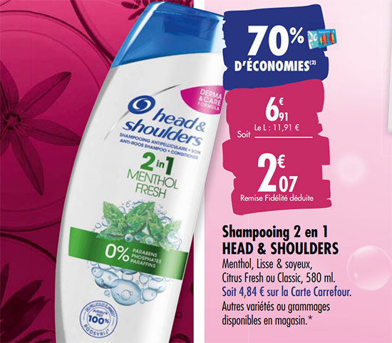 Promo Carrefour : Shampooing Head & Shoulders moins cher