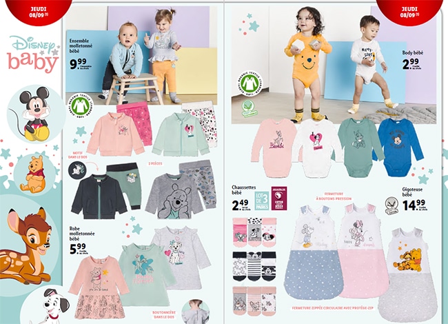 Collection de vêtements Disney Baby pas cher dans votre Lidl