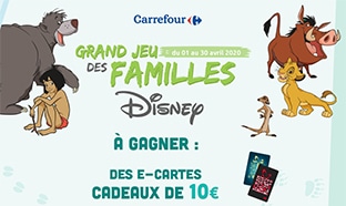 Jeu des Familles Disney Carrefour : 260 cadeaux à gagner