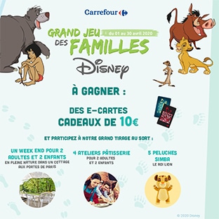 Jeu des Familles Disney Carrefour : 260 cadeaux à gagner