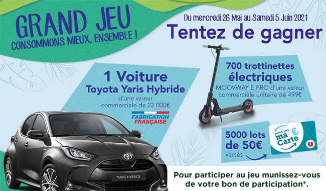 magasins u jeu unilever 20 voitures toyota 500 trottinettes 900 x 50