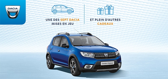 Tentez de gagner une Sandero et un autre cadeau au jeu 15ans Dacia