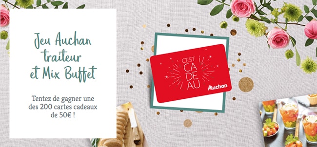 Tentez de remporter l’une des 200 cartes cadeaux de 50€ sur jeu.auchan.fr/traiteur2021