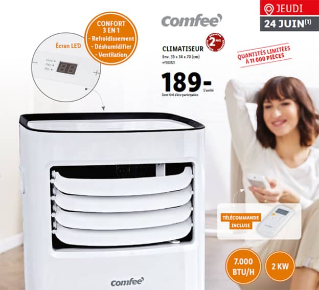 Lidl Climatiseur 3en1 Comfee pas cher (189€ seulement)