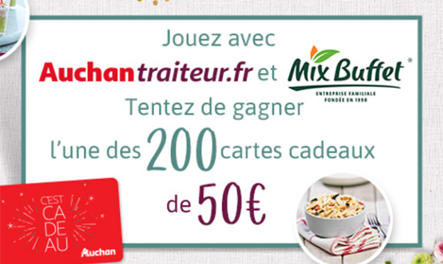 Jeu Auchan traiteur 2021 : 200 cartes cadeaux de 50€ à gagner