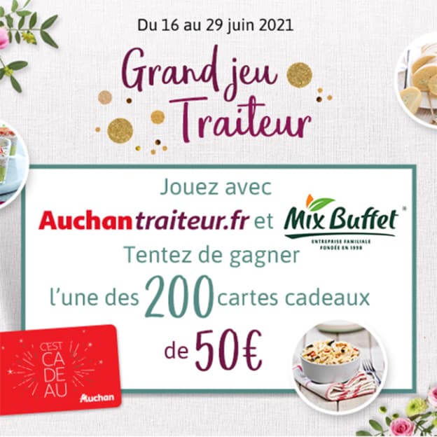 Jeu Auchan traiteur 2021 : 200 cartes cadeaux de 50€ à gagner