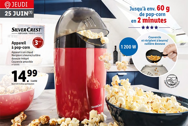 Machine à pop-corn SilverCrest à petit prix chez Lidl