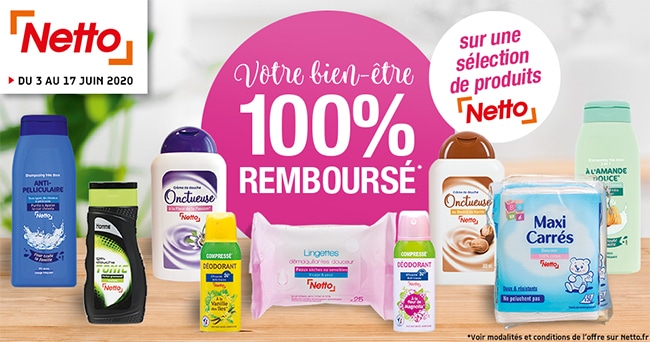 Obtenez jusqu'à 16 produits gratuits car 100% remboursés chez Netto