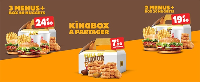 KingBox + menus à partager à moindres frais chez Burger King