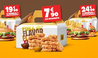 Bon plan à partager Burger King : Menus + nuggets moins chers