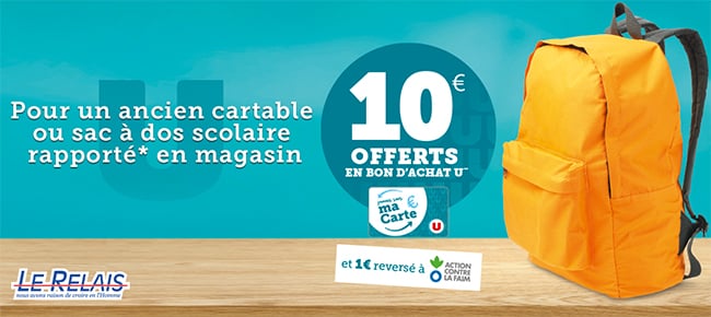 Rapportez vos cartables et obtenez jusqu’à 50€ en bons d’achat U