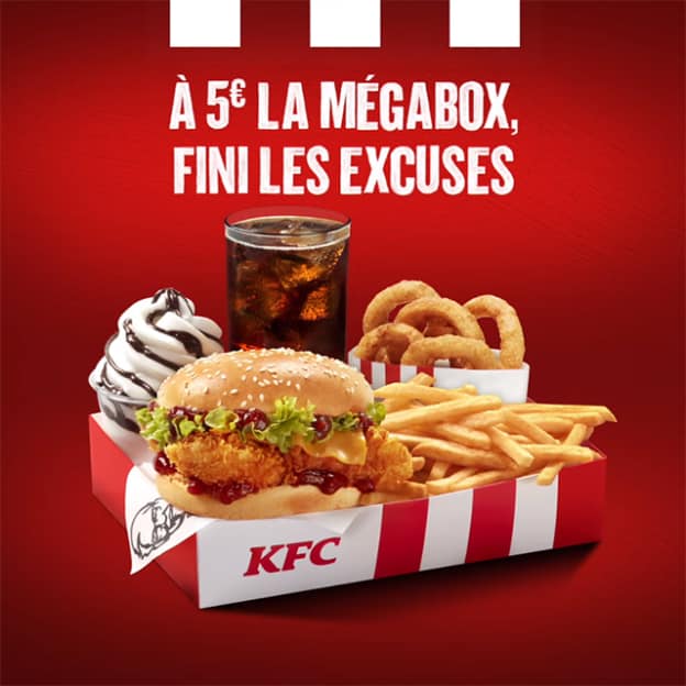 KFC : Méga Box en édition limitée (5€ les 5 produits)