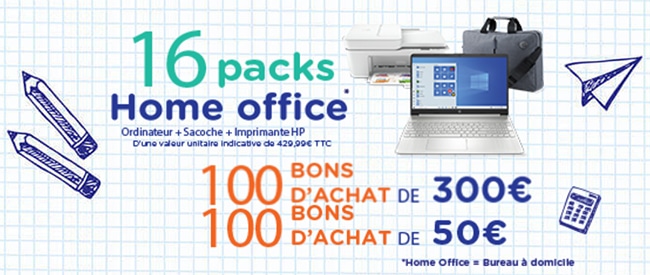 Packs Home Office et 35’000€ de bons d’achat à gagner