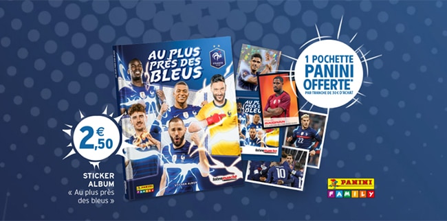 Cartes foot Panini : pochettes Au plus près des Bleus offertes