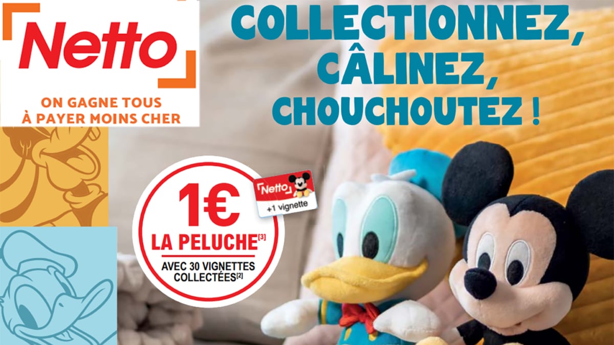 Vignette Disney Netto : Peluches à 1€, verres, mugs… à collectionner