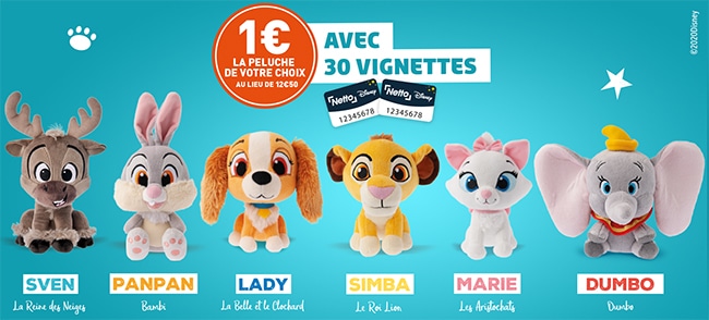 Peluches et verres Disney moins chers avec les vignettes collector Netto