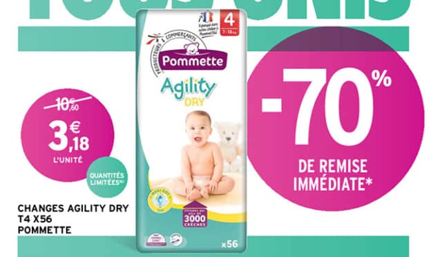 Promo Intermarché : 70% réduction sur les couches Pommette