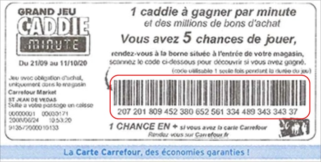 Exemple de coupon Caddie Minute