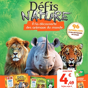 Vignette collector Auchan : jeux de société Défit Nature moins chers